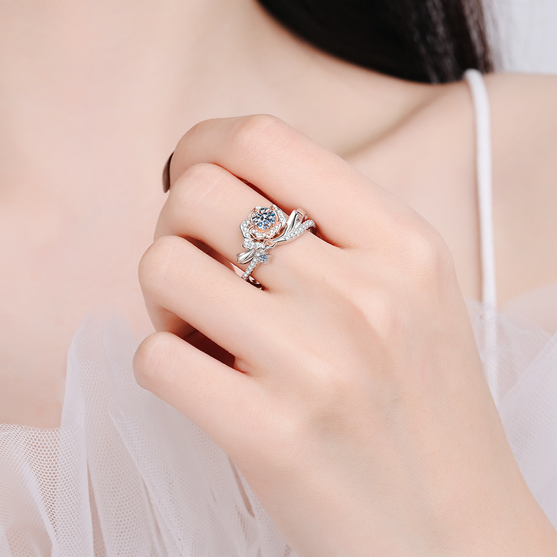 5204 ▶ Fashion S925 + Pt950 + 7a Zircon Women 's Ring 5mm