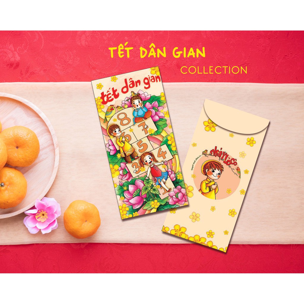 Bao Lì xì 2023 - BST Tết Dân Gian BLX013  - do Họa sĩ Thiết kế độc quyền cho Xưởng bao lì xì