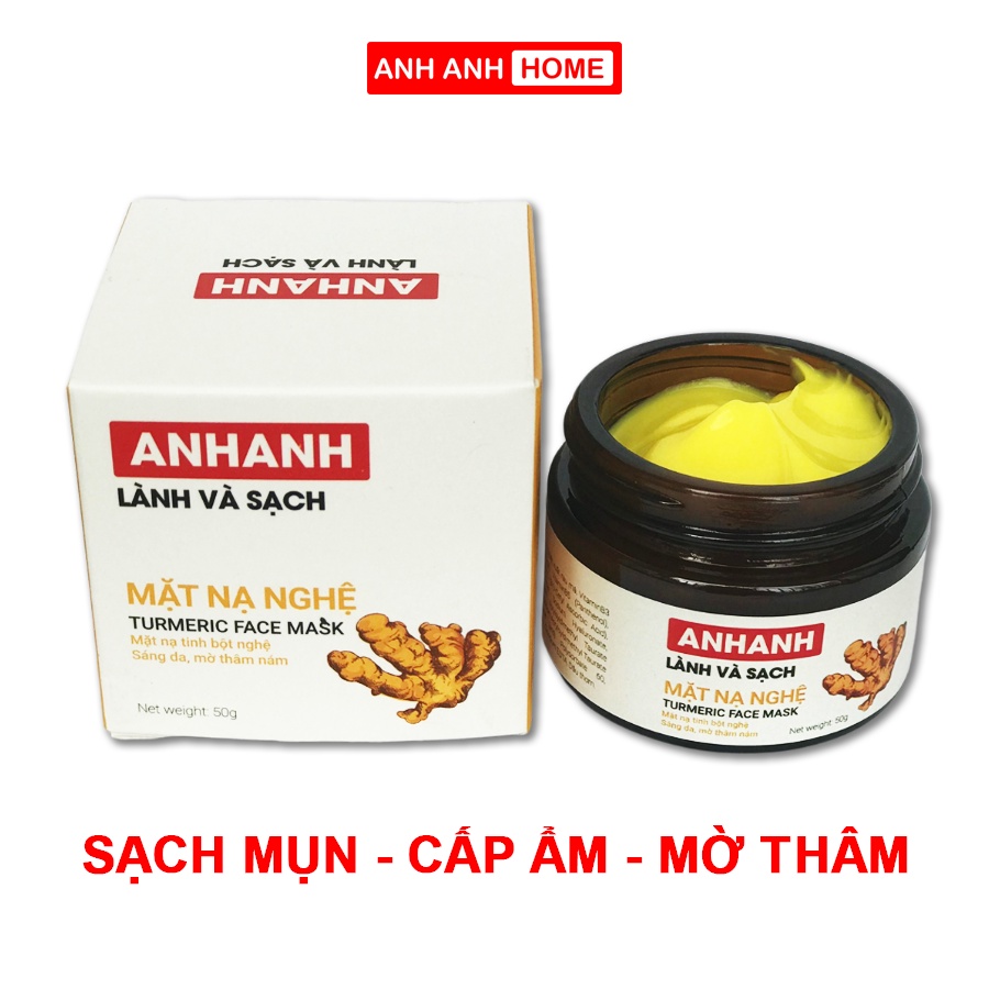 Mặt nạ nghệ - Rau Má AnhAnh 50ml đều màu, giảm thâm thuần chay - phù hợp với cho da xỉn màu, sáng rạng rỡ và đều màu hơn