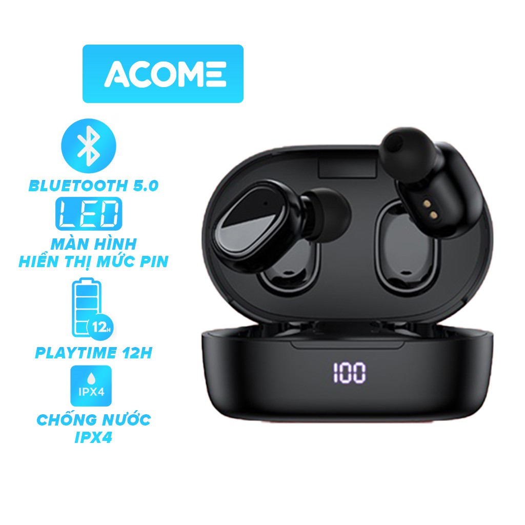 Tai Nghe Không Dây ACOME Airdots T1 Bluetooth 5.0 Màn Hình LED Play Time Lên Đến 12h