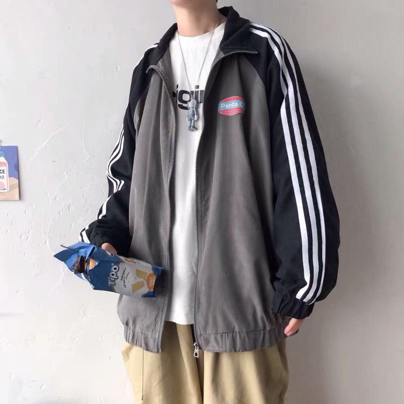 Áo Khoác Gió Thêu Logo Form Rộng Unisex, Áo khoác Dù 2 Lớp Nam Nữ Pha Tay Viền