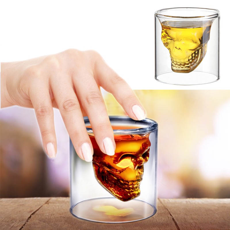 Cốc thủy tinh 3D hình đầu lâu độc đáo
