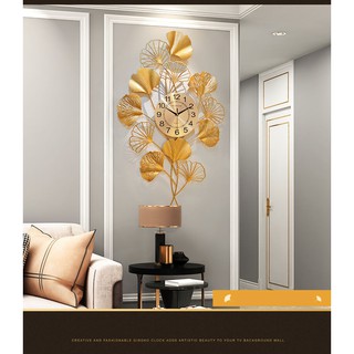 Đồng Hồ Treo Tường Trang Trí Nghệ Thuật Senhomes Lá Ginkgo Tượng Trưng Sự Vững Vàng Bền Bỉ