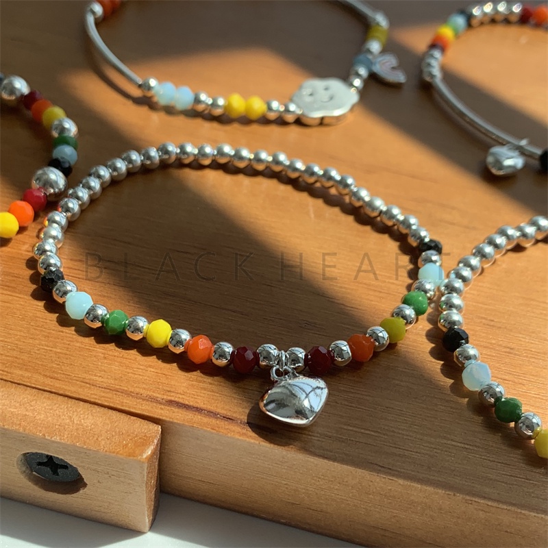 Vòng Đeo Tay Hình Trái Tim/Gấu/Mặt Cười Màu Sắc Xinh Xắn Thời Trang