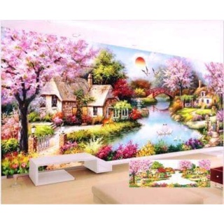 Tranh gắn đá phong cảnh tổ ấm hạnh phúc 2 có 3 kích thươc