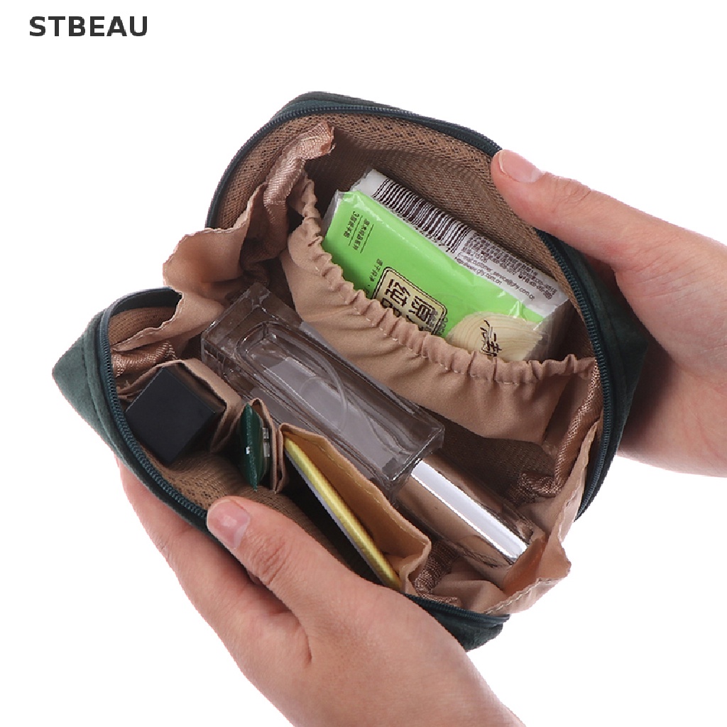 [Hàng mới về] Túi đựng mỹ phẩm bằng vải nhung tiện dụng mang theo khi đi du lịch