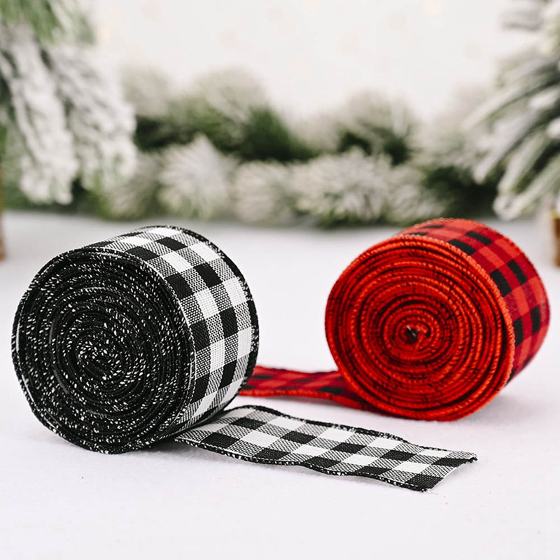 Dây ruy băng sọc caro trang trí giáng sinh