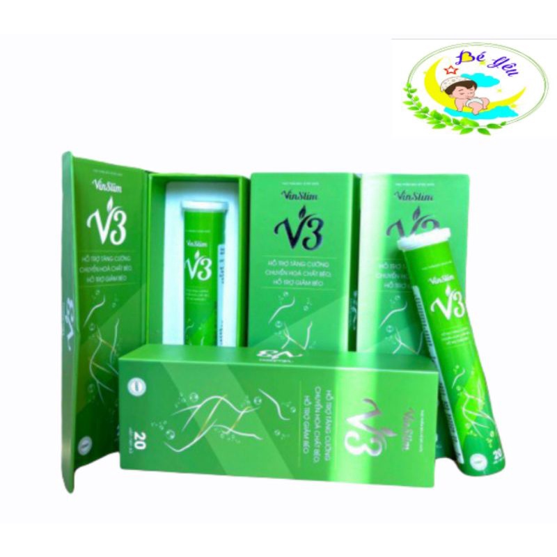 [MẪU MỚI] Viên Sủi Giảm Cân V3 Vinslim Chính Hãng, Hộp 20 Viên, Đánh Bay Mỡ Thừa, Phù Hợp Mọi Cơ Địa, Giảm Cân Hiệu Qủa