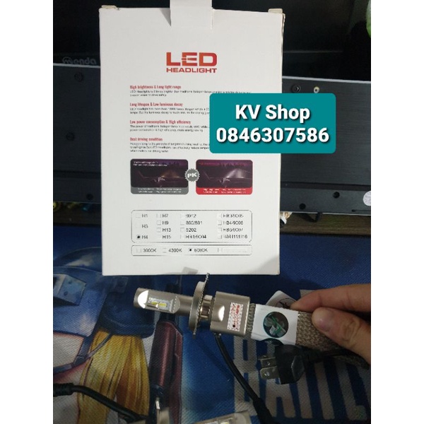 Đèn Pha Led HEADLIGHT siêu sáng 6000k, chân H4 gắn ô tô - xe máy ( Bảo Hành 1 năm )