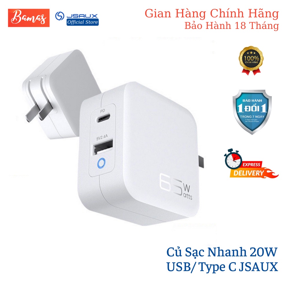 Củ Sạc Nhanh 65W JSAUX CH6501 Chuẩn Sạc Nhanh PD 3.0 - Cho LapTop, Macbook, iPhone Và Điện Thoại Samsung, Oppo...