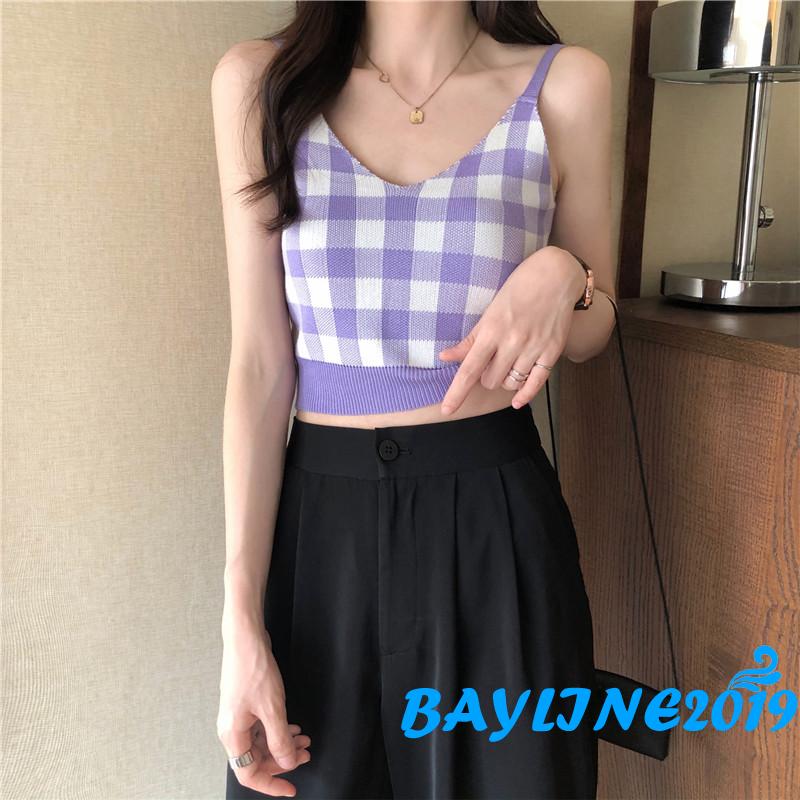 Áo lửng hai dây họa tiết ca rô quyến rũ dành cho nữ