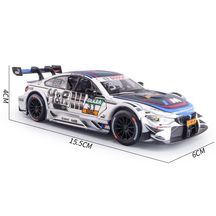 Ô tô Mô Hình BMW M4 DTM tỉ lệ 1:32 Màu trắng. Mô hình siêu xe, mô hình xe đua BMW