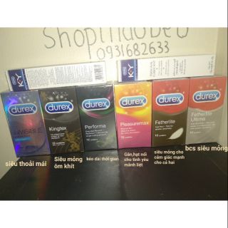 Bộ 6 hộp baicaosu durex 70 cái + 2 gel durex Ky 50g như hình