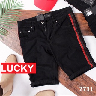 Quần short nam đen chất bò phối sọc đỏ cao cấp thời trang vs2731 lucky shop