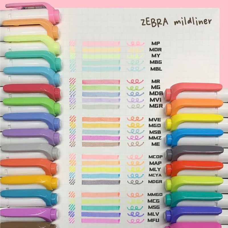 Bộ 5 Bút Dạ Quang Họa Tiết Ngựa Vằn Nhật Bản Xinh Xắn