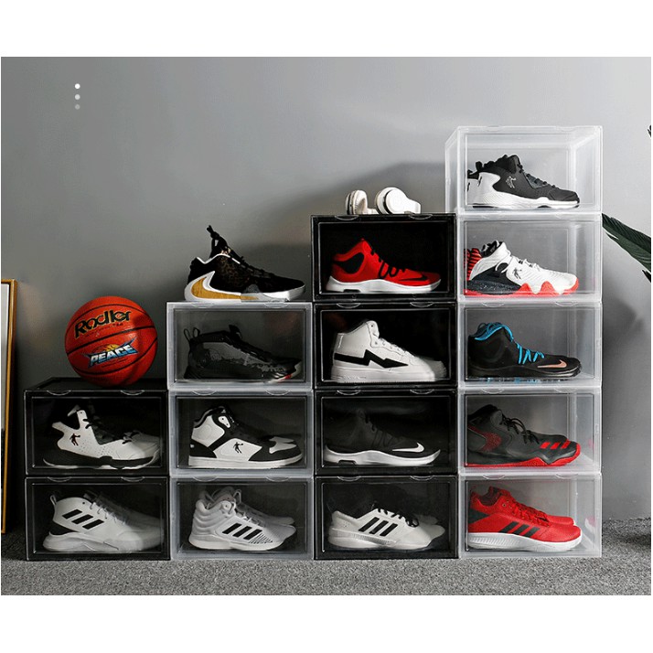 Dày trong suốt hộp giày ngăn kéo hộp nhựa giày lưu trữ giày nhân tạo hộp có thể xếp chồng hộp