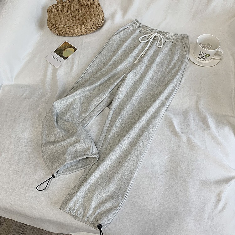 Quần Dài Nữ Jogger Vải Nỉ Ống Rộng Bo Ống Simple Cạp Chun Vải Nỉ Bông Êm Ái - MSP B03