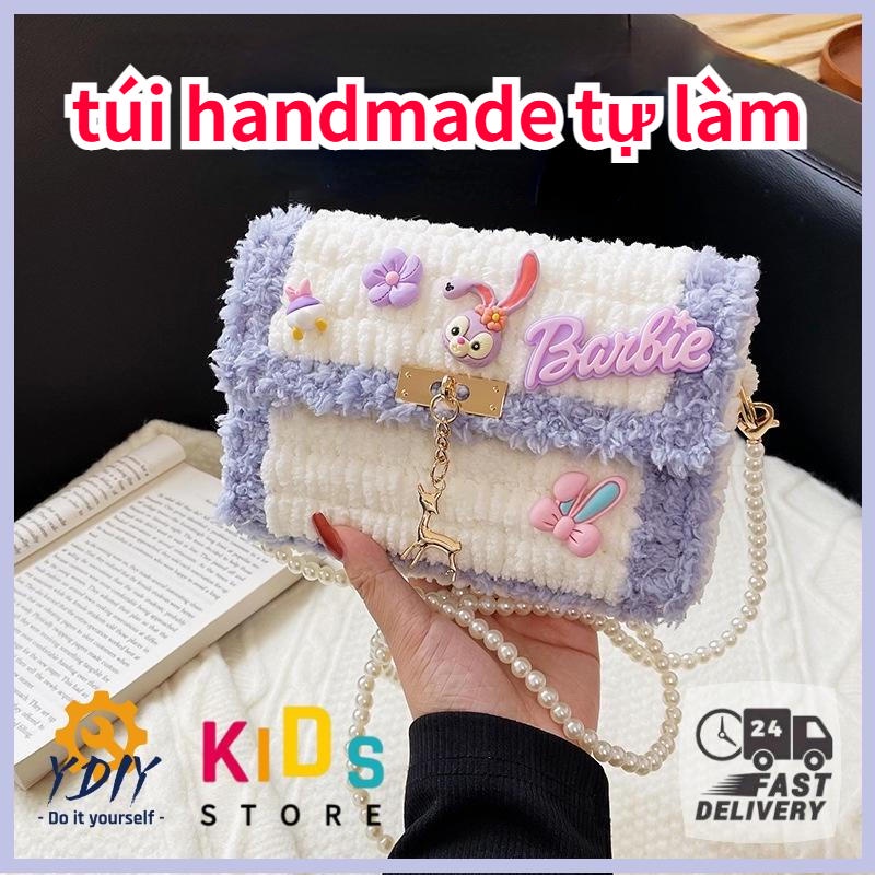 Túi tự đan len phối màu, set nguyên liệu đan DIY túi túi thư, túi đeo ...