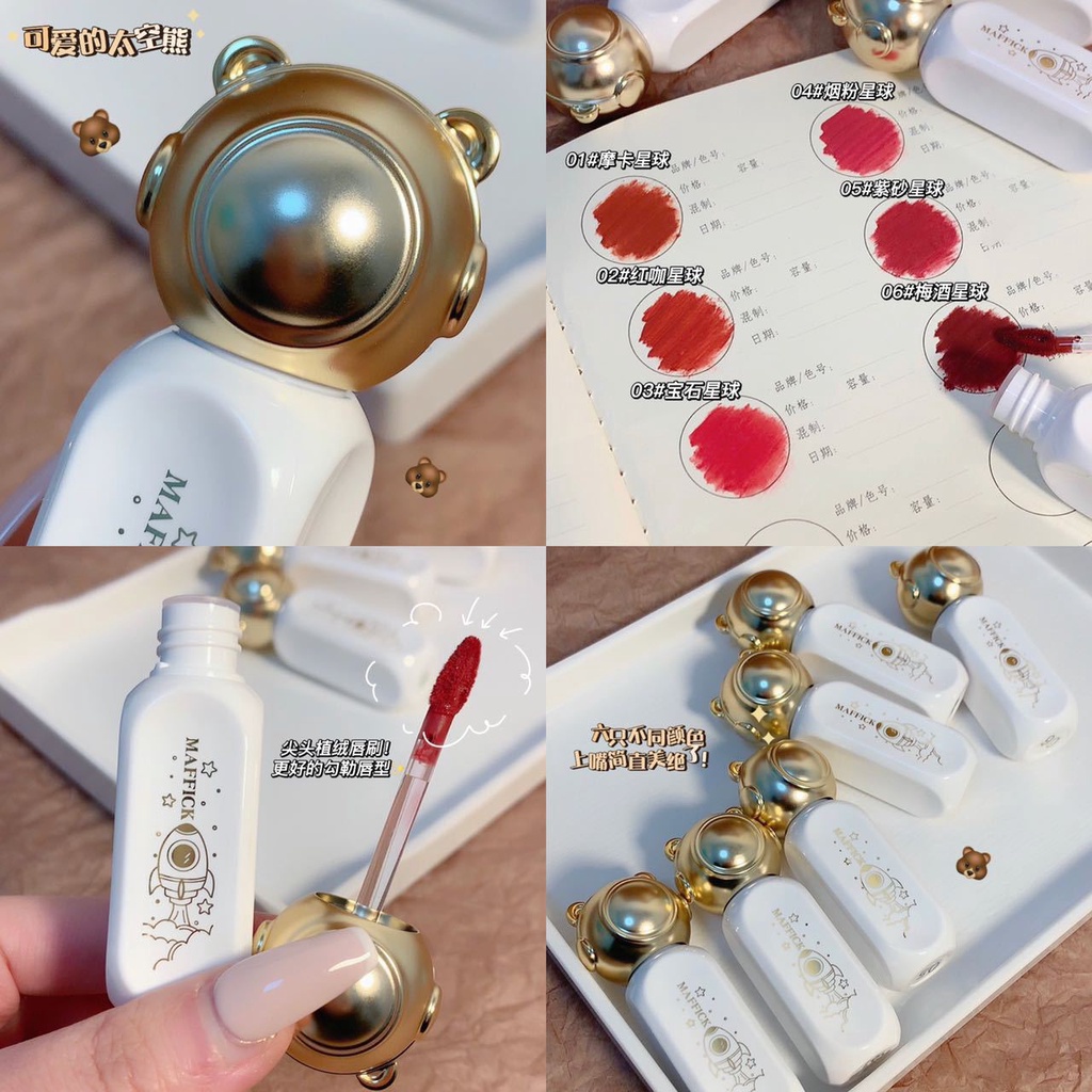Son Môi Maffick Dạng Lỏng Chống Thấm Nước Thiết Kế Hình Chú Gấu Xinh Xắn