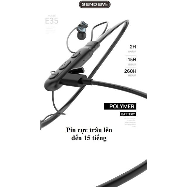 [Pin 15 giờ] Tai nghe bluetooth chính hãng sendem e35 mã mới logo DS DESGINE | BigBuy360 - bigbuy360.vn