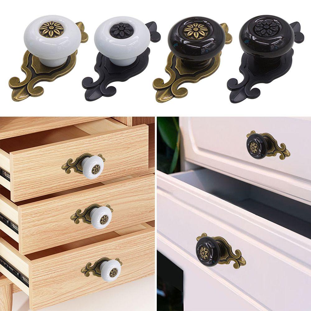 Bộ 2 Núm Tay Cầm Cửa Tủ Bằng Gốm Phong Cách Cổ Điển