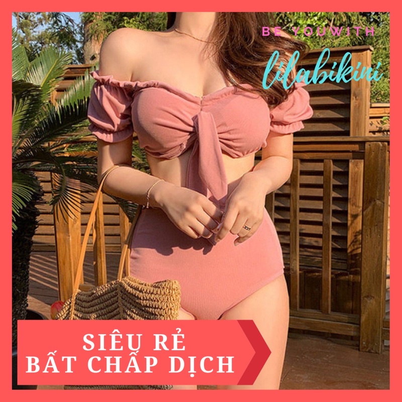 [SIÊU RẺ] M01 Bikini/bộ bơi đi biển ullzang 2 mảnh cúp ngực tay rơi hè 2021