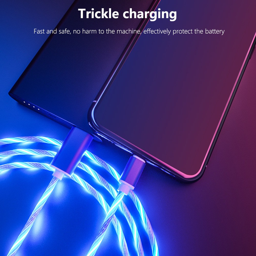 Dây Cáp Sạc Truyền Dữ Liệu Đầu Usb Type C Có Đèn Led Phát Sáng Cho Iphonex Samsung Galaxy
