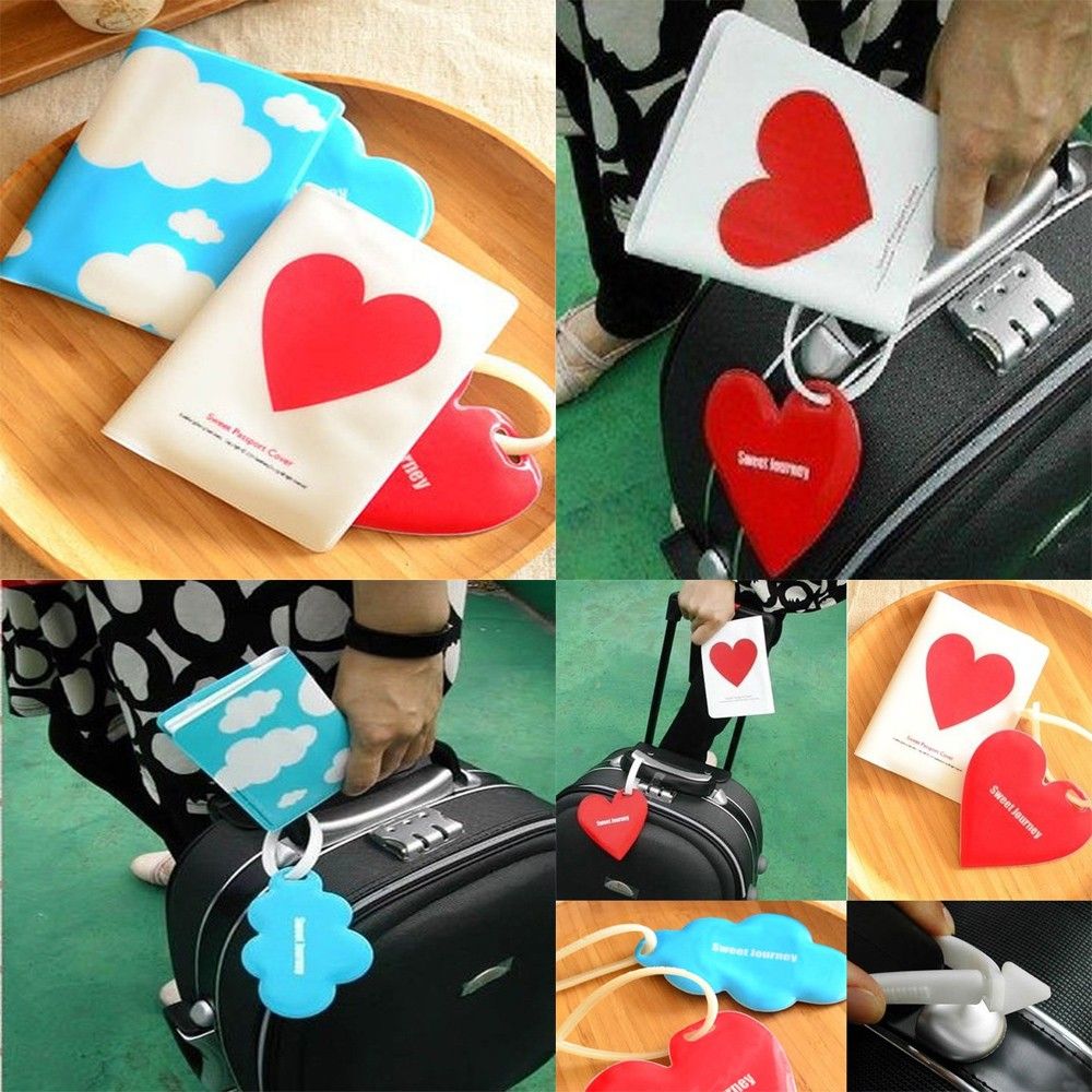 FISHSTICK1 Hot Sale Passport Holder Cover Cute Travel Luggage Tag Gift Ribbon Belt Silicone Fashion Love/Cloud/Multicolor