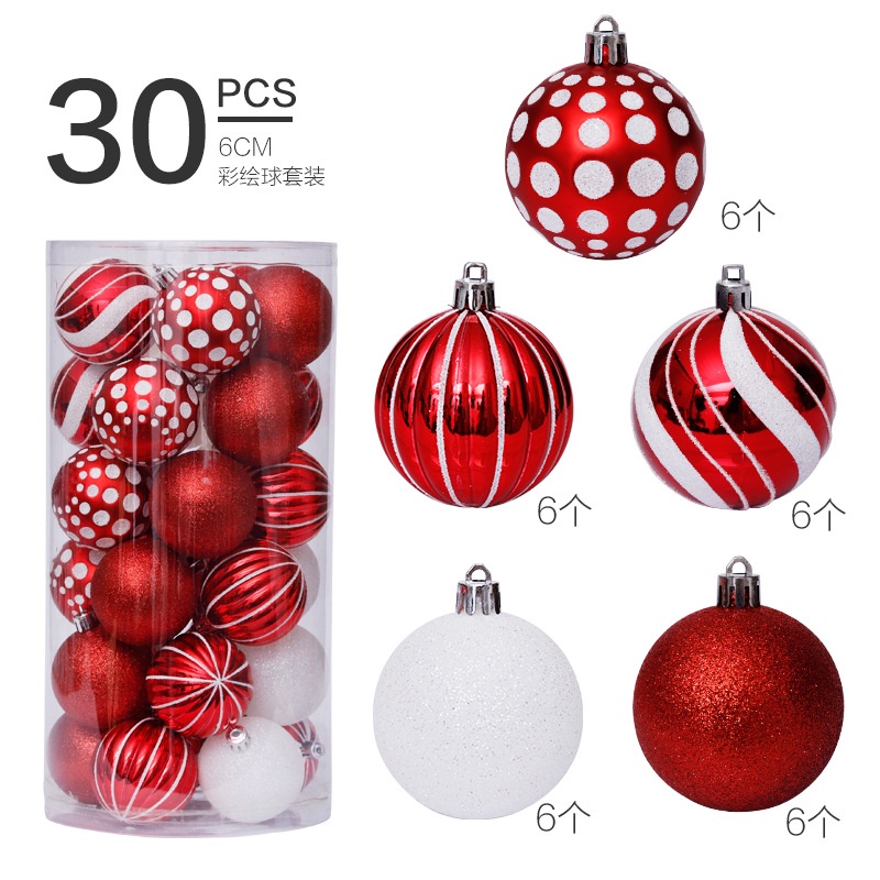 Set 30 Quả Châu 6cm / 30 Màu Sắc Tươi Sáng Trang Trí Cây Thông Noel