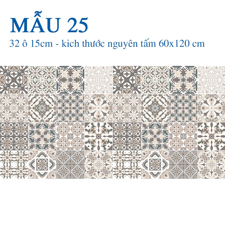 Set 32 ô Decal gạch bông - Ms: KT25 - Kích thước 60x120cm