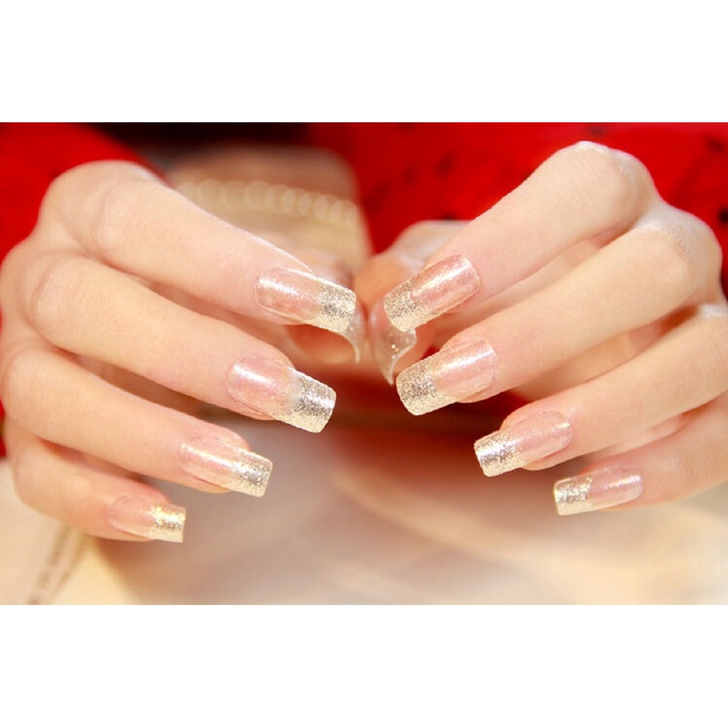 [Hàng mới về] Set 24 móng giả dài đầu vuông tự thiết kế móng nghệ thuật và keo