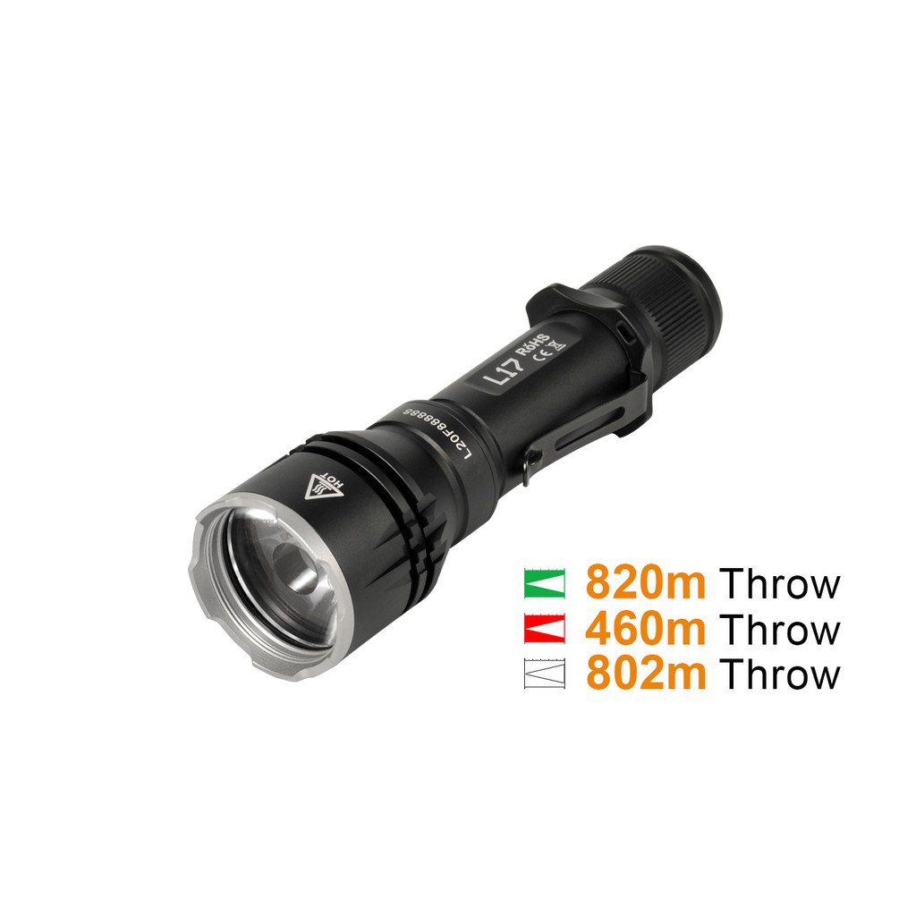 Đèn pin chiếu xa ACEBEAM L17 led OSRAM sáng 1400 lumen xa 802 m sử dụng pin 18650 3500mAh USB  Đèn & Đèn pin