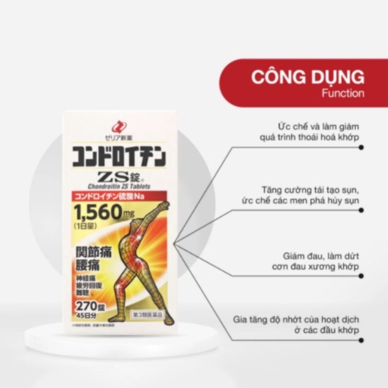 Viên uống hỗ trợ xương khớp nhện Zs Chondroitin Nhật Bản 180 và 270 Viên