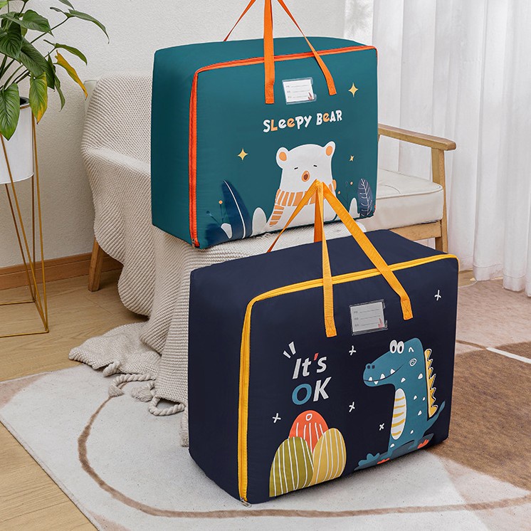 Túi đựng quần áo, chăn màn đa năng Dino, có khe để Name Tag vải Polyester cao cấp chống thấm tiện dụng