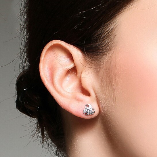 Khuyên Tai Bạc S925 Hình Hoa Đính Đá Xinh Xắn