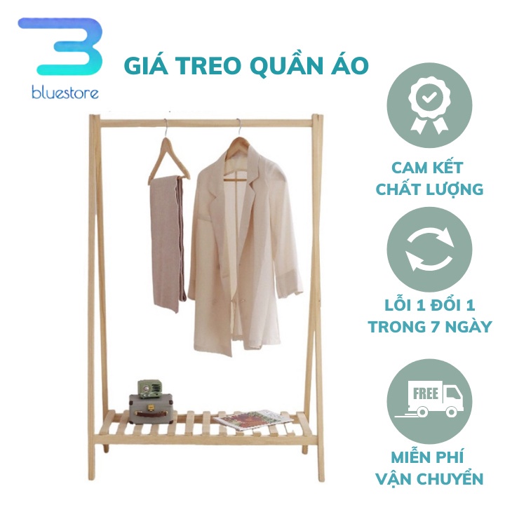 Giá Treo Quần Áo Gỗ Thông Nhập Khẩu Loại 1 - Kệ Gỗ Treo Quần Áo Chữ A 1 Tầng, Chống Cong Vẹo, Ẩm Mốc [KT 130x86x34 cm]