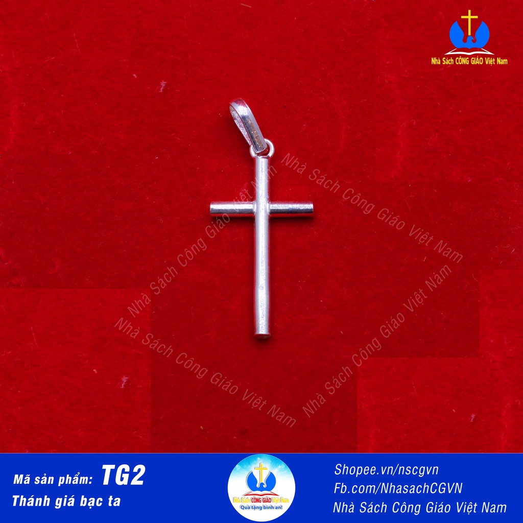 Thánh giá bạc ta - Mặt dây chuyền TG2 (5cm x 3cm) cho nam nữ, trẻ em - Quà tặng Công Giáo