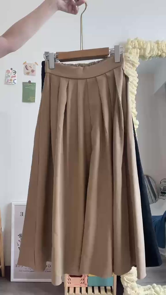 Chân váy xếp li dáng dài vintage mã 22001 (ảnh thật shop chụp kèm video) | BigBuy360 - bigbuy360.vn