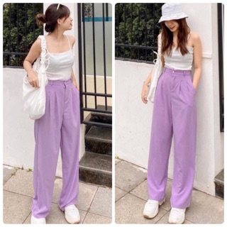 QUẦN TÍM ỐNG RỘNG LƯNG CAO