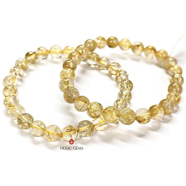 Vòng Thạch Anh Tóc Vàng 7mm - Ngọc Gems