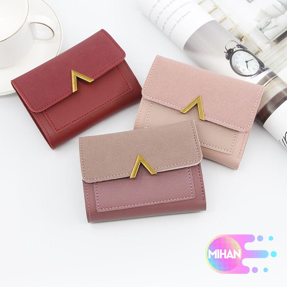 MIHAN1 Hasp Leather Women Wallets Bags Envelope Wallet Moneybags Purses Pocket Coin Purse Zipper Short Cards Holder/Multicolor