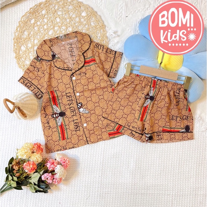 [ 20Kg - 35KG ] Đồ Bộ Mặc Nhà Pijama Lụa Cao Cấp Tay Ngắn Cho Bé