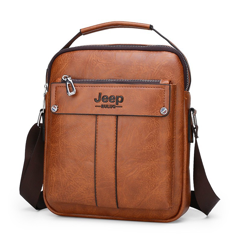 Túi đeo chéo nam da bò JEEP BULUO T71 25x22x5cm (Nâu đậm - Nâu sáng - Đen)