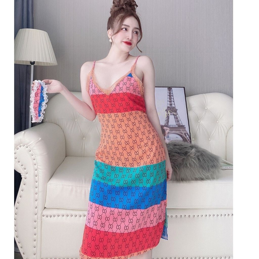 Váy ngủ sexy ❣️FREE SHIP❣️ Đầm ngủ sexy lụa Latin Chất Siêu Mát Dáng Siêu Xinh &lt;58kg