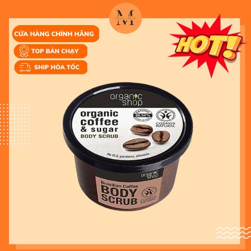 Tẩy da chết Body Organic Shop Dưỡng Da Trắng Sáng