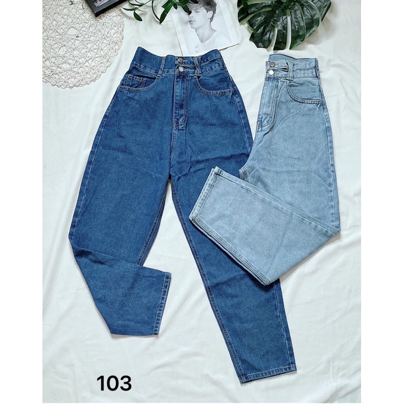 Quần baggy jean nữ MS103 ✈️FREESHIP✈️ Quần baggy jean nữ lưng cao size đại lưng kiểu hàng VNXK bigsize đến 80kg - 2KJean