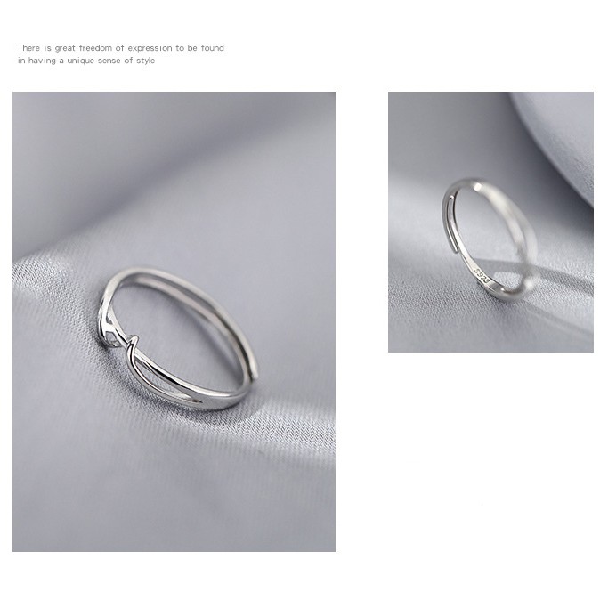 Nhẫn bạc kiểu dáng uốn lượn đơn giản nhẹ nhàng tinh tế dành cho nữ - Mely B62