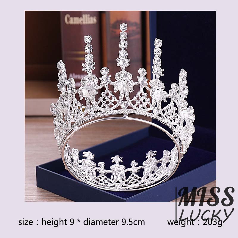 Vương miện kích thước 9.5*9cm mạ vàng / bạc đính đá xinh xắn cho nữ