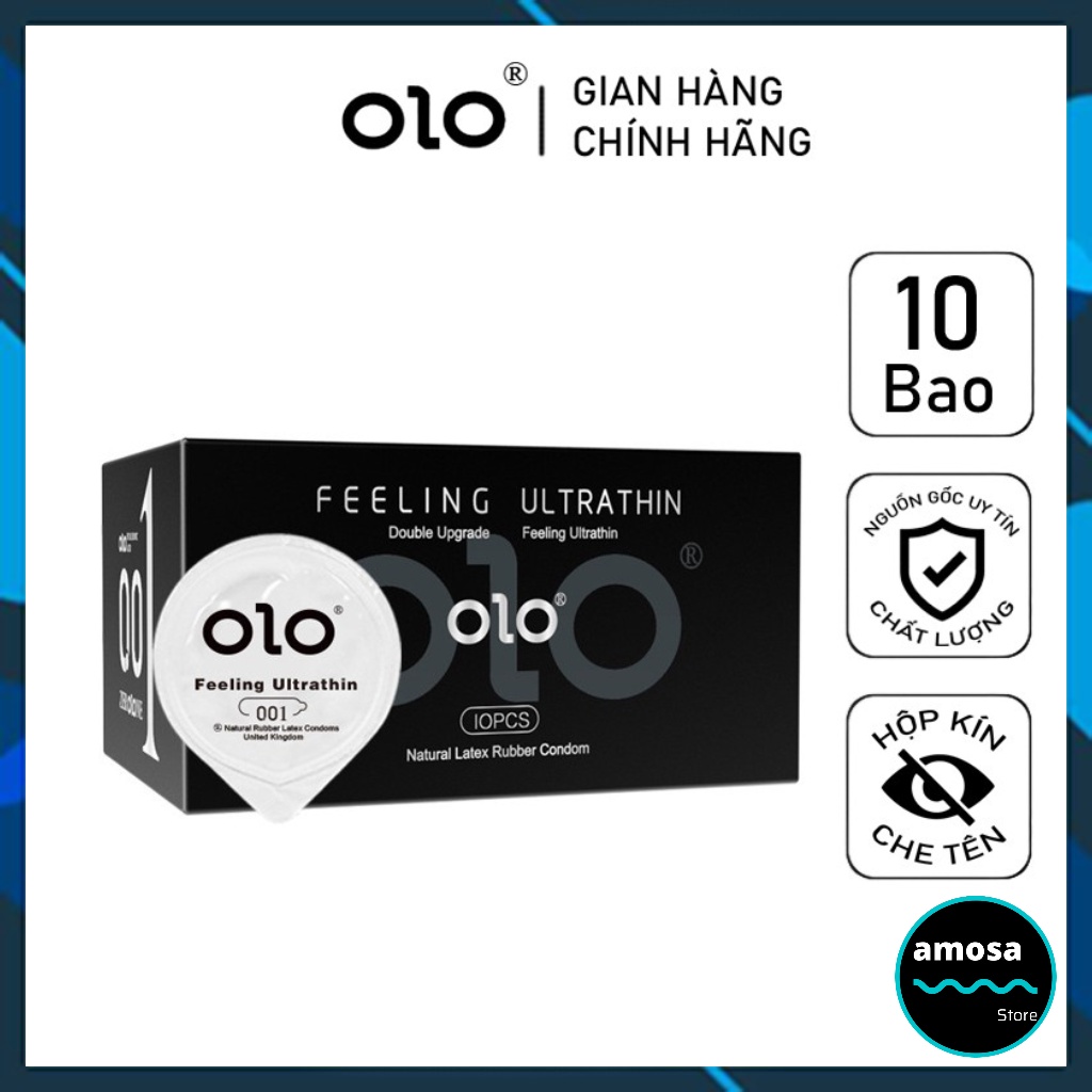 Bao cao su OLO Feeling Ultrathin 001 siêu mỏng kéo dài thời gian chống xuất tinh sớm AMOSA Store bcs