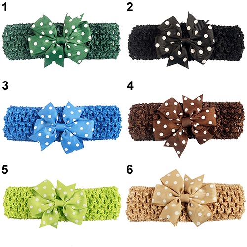 Băng Đô Cài Tóc Phối Hoa Chấm Bi Cho Bé Gái